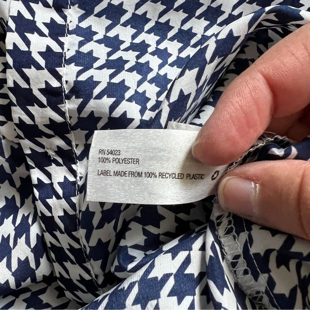 GAP Houndstooth Long Sleeve Blouse Preppy Minimalist Capsule Cottage Size L‎ - Picture 3 of 6
